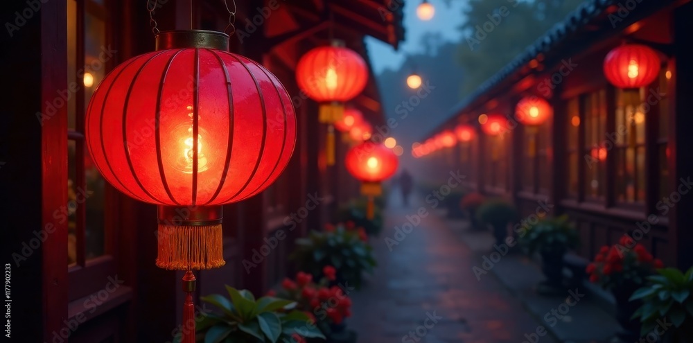 custom made wallpaper toronto digitalDeep red lantern illuminated, shadows dance, joyous eve , design, oriental lantern