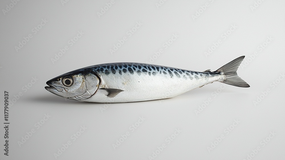 Fresh mackerel on white background, studio shot, ready for cooking. Fresh mackerel on white background, studio shot, ready for cooking.