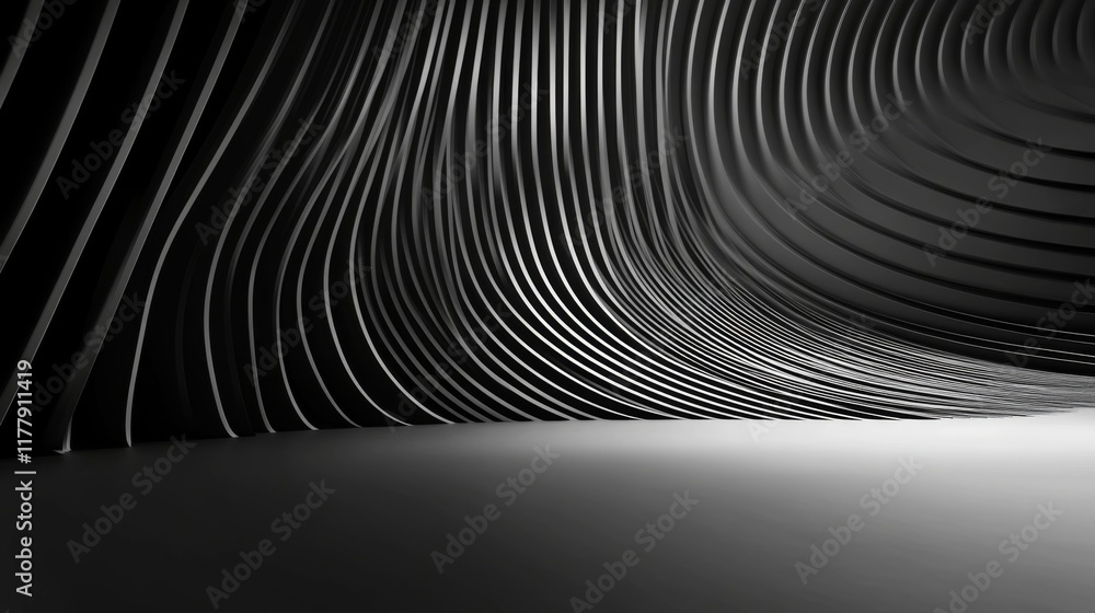 Obraz premium Abstract Architectural Design: Striking Black and Gray Interior Space