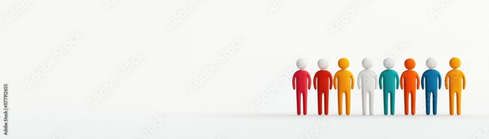 Diverse figurines in minimalist digital art showcasing unity in diversity against a clean backdrop Diverse figurines in minimalist digital art showcasing unity in diversity against a clean backdrop