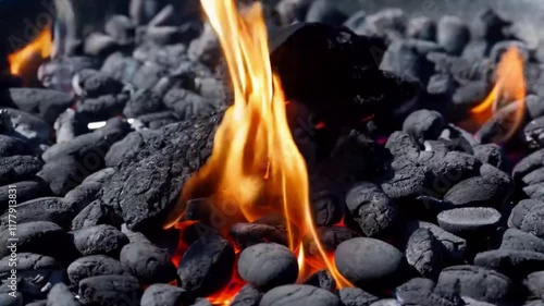 High Quality 4K Smoldering Barbecue Charcoal Texture Background