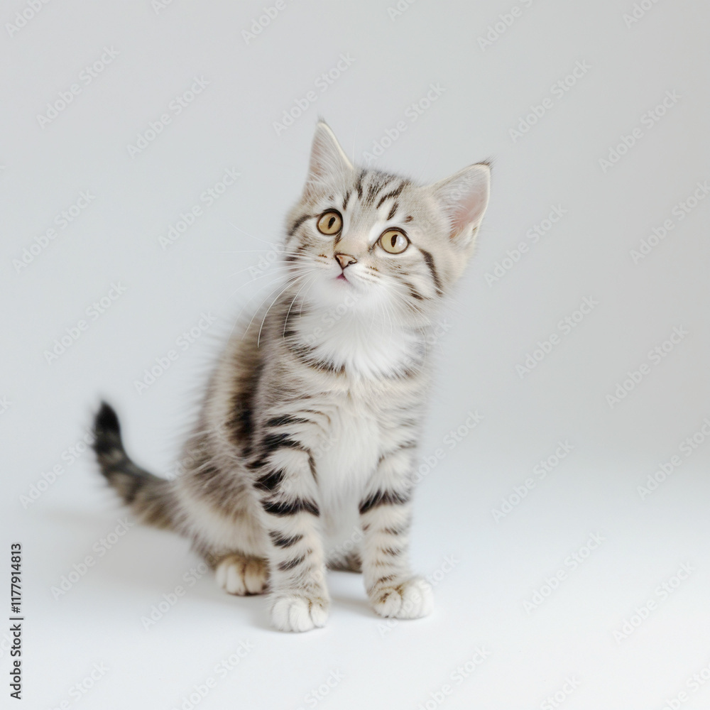 Cute black tabby with white stray cat kitten, sitting up facing front.
Looking straight to camera, Isolated cutout on transparent background.
Cute black tabby with white stray cat kitten, sitting up facing front.
Looking straight to camera, Isolated cutout on transparent background.