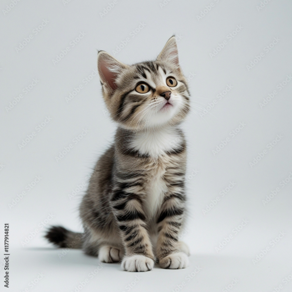 Cute black tabby with white stray cat kitten, sitting up facing front.
Looking straight to camera, Isolated cutout on transparent background.
Cute black tabby with white stray cat kitten, sitting up facing front.
Looking straight to camera, Isolated cutout on transparent background.