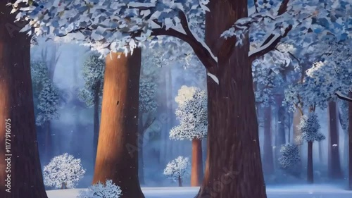 Stunning 4K Stock Footage of Winter Christmas Forest with Snowfall