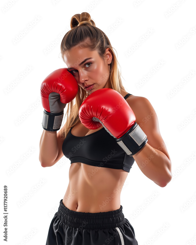 Portrait of a young caucasian girl wearing red boxing gloves, isolated Portrait of a young caucasian girl wearing red boxing gloves, isolated