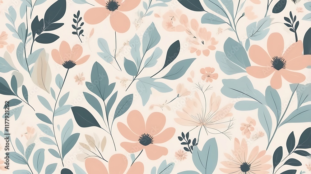 a beautiful floral pattern with a soft, muted color palette a beautiful floral pattern with a soft, muted color palette