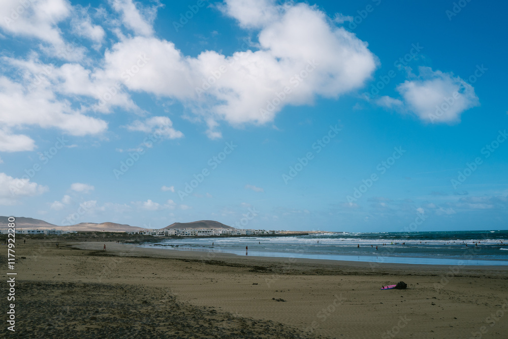 View of the village of Famara in Lanzarote View of the village of Famara in Lanzarote