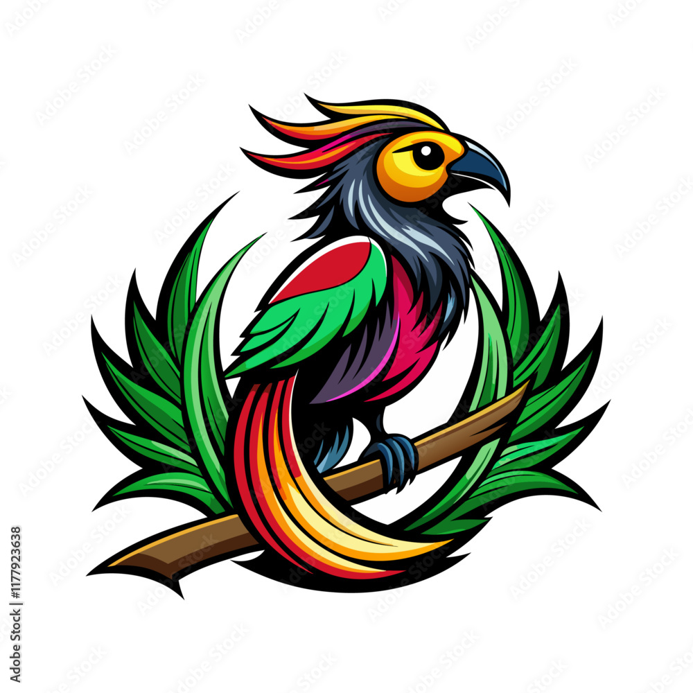 Fototapeta premium Ai generated parrot bird mascot with colorful vibrant feathers representing energy charisma and liveliness Playful and charismatic tropical bird character emblem for sports team club or zoo 