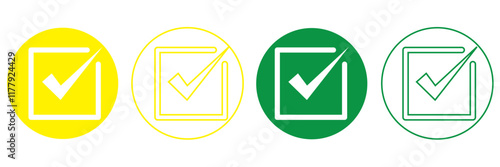 check mark icon button set. check box icon with right or correct buttons and yes checkmark tick box icons - checkbox symbol sign. check mark box square frame. vector illustration