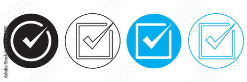 check mark icon button set. check box icon with right or correct buttons and yes checkmark tick box icons - checkbox symbol sign. check mark box square frame. vector illustration