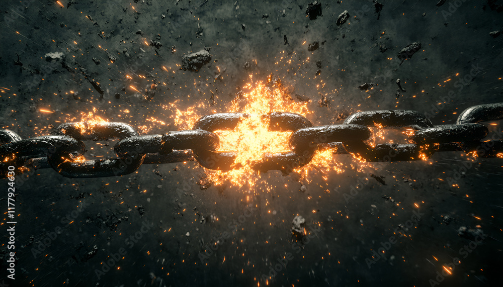 Naklejka premium Broken Chain - Freedom And Separation Concept