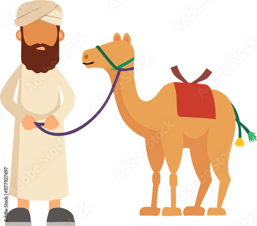 eid aladha illustration with man and camel