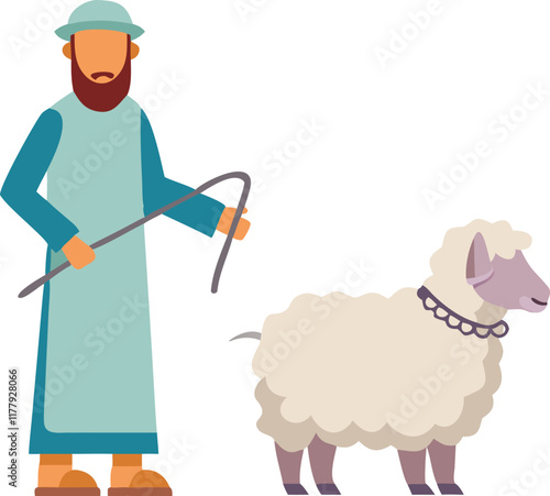 eid aladha illustration with man and sheep