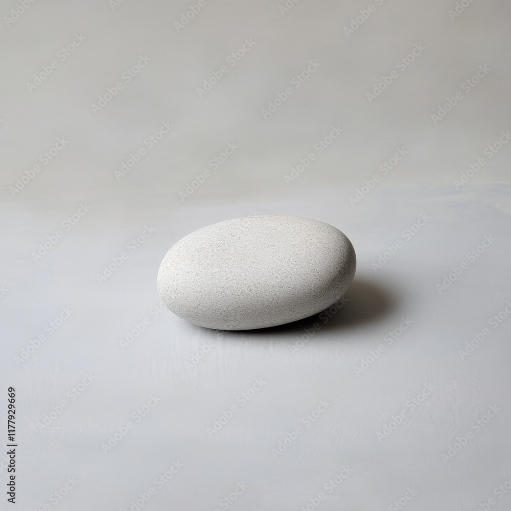 Single smooth white stone on white background. Single smooth white stone on white background.