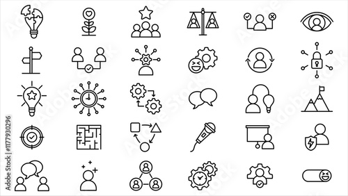 Soft skills icon line vector design collection in trendy style editable stroke