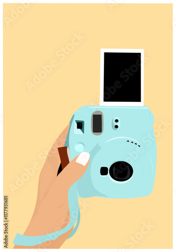 Cute instant camera capturing memories on the spot, showcasing nostalgic charm and creative expression