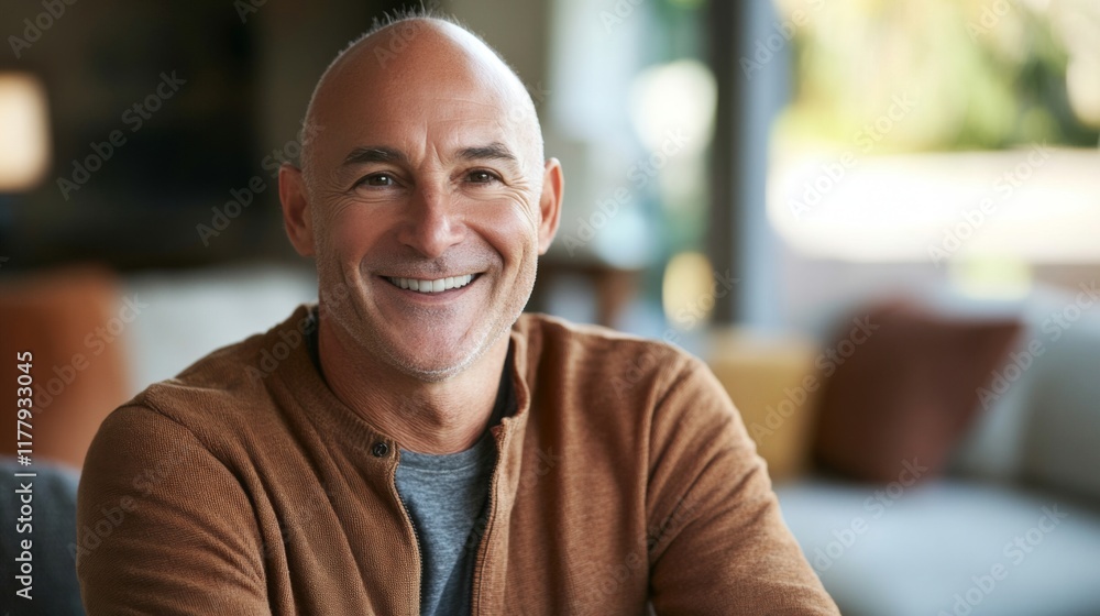 Smiling Man in a Warm Brown Sweater Smiling Man in a Warm Brown Sweater