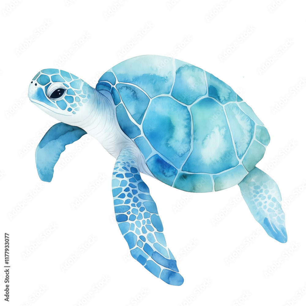 Fototapeta premium Colorful Watercolor Illustration of a Sea Turtle with Vibrant Patterns