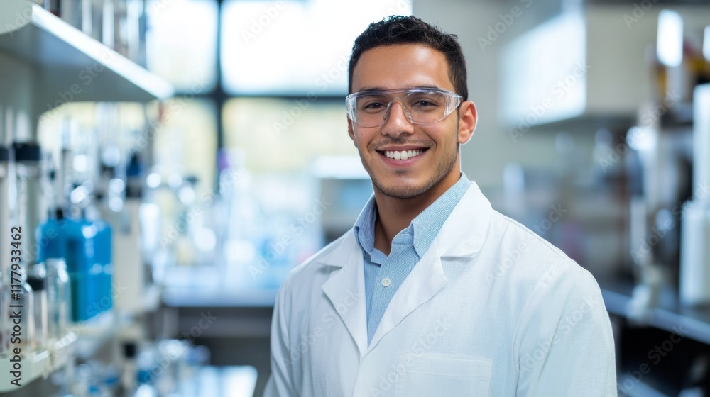 Smiling Scientist in a Modern Lab. Portrait of Passion and Innovation Smiling Scientist in a Modern Lab. Portrait of Passion and Innovation