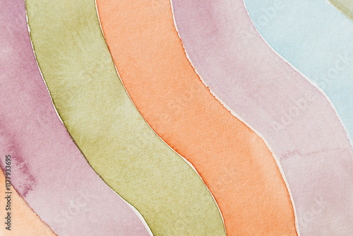 Colorful stripes painted on paper