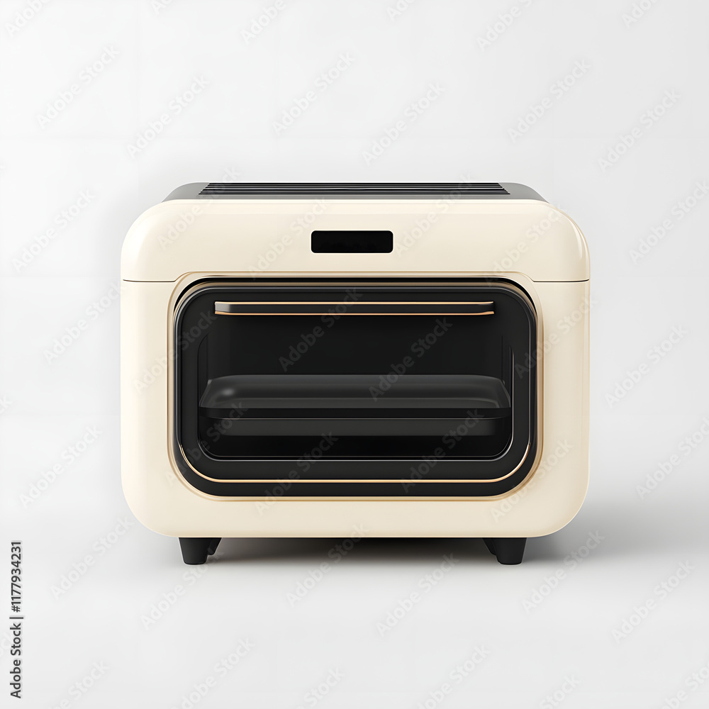 Compact and Stylish Off White Oven with Soft Curved Edges and Black Interior Compact and Stylish Off White Oven with Soft Curved Edges and Black Interior