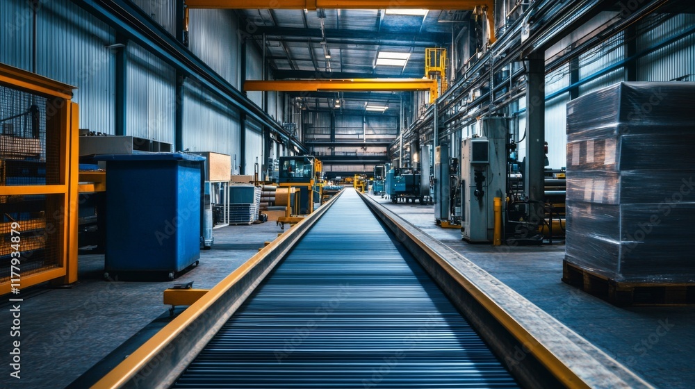 Fototapeta premium Modern Industrial Manufacturing Facility with Conveyor System