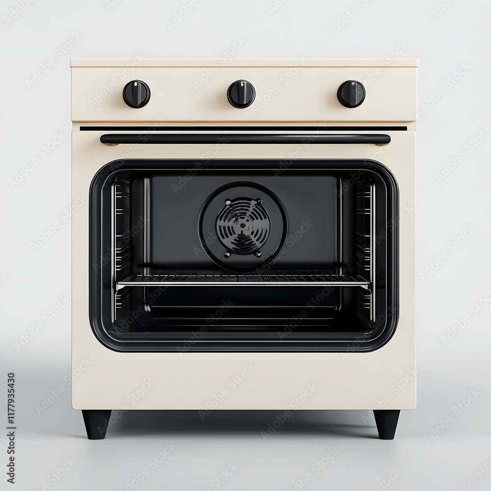 Obraz premium Compact and Stylish Off White Oven with Curved Design and Black Texture Interior