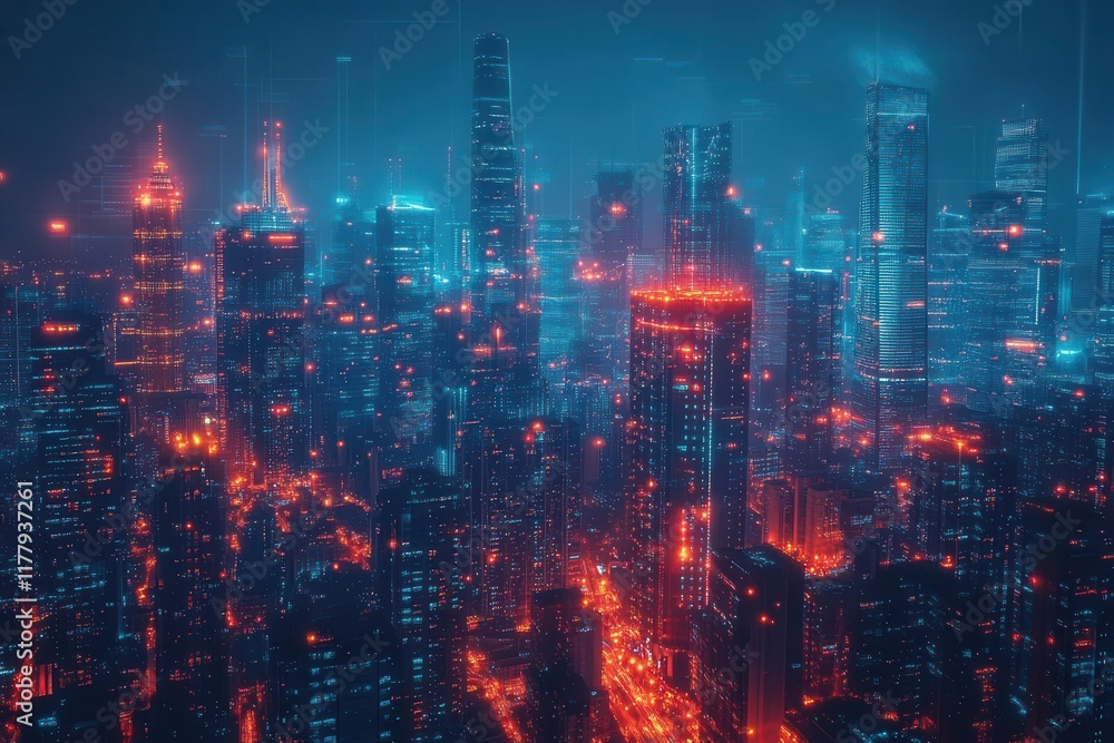 a futuristic city skyline overlayed with virtual financial charts depicting growth trends and market dynamics showcasing the intersection of technology and business innovation a futuristic city skyline overlayed with virtual financial charts depicting growth trends and market dynamics showcasing the intersection of technology and business innovation