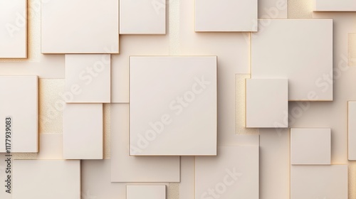 Wallpaper Mural Abstract arrangement of beige squares creating a modern, textured wall design. Torontodigital.ca