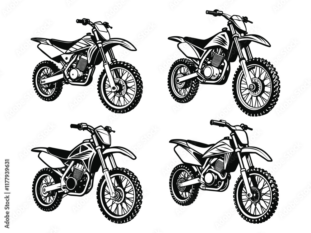 Fototapeta premium Dirt Bike Customizable Silhouette Vector Illustration