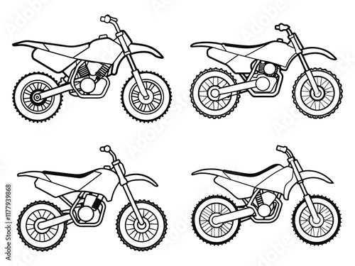 Dirt Bike Customizable Outline Vector Illustration