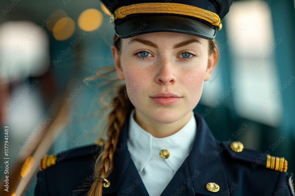 Generative AI image of confident ship captain aboard cruise liner, showcasing marine travel themes Generative AI image of confident ship captain aboard cruise liner, showcasing marine travel themes