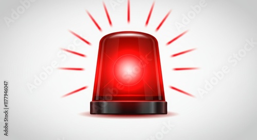 red siren isolated on a white background. 3d illustration. Red siren Red flashing emergency light, Red Flasher Siren Vector. Realistic Object. Light Effect. Beacon For Police Cars Ambulance, Fire 
 photo