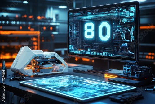 Wallpaper Mural A futuristic studio showcases a digital artist's workspace filled with high-tech tools and advanced graphic software Torontodigital.ca