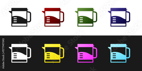 Set Electric kettle icon isolated on black and white background. Teapot icon. Vector