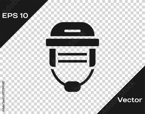 Black Hockey helmet icon isolated on transparent background. Vector photo