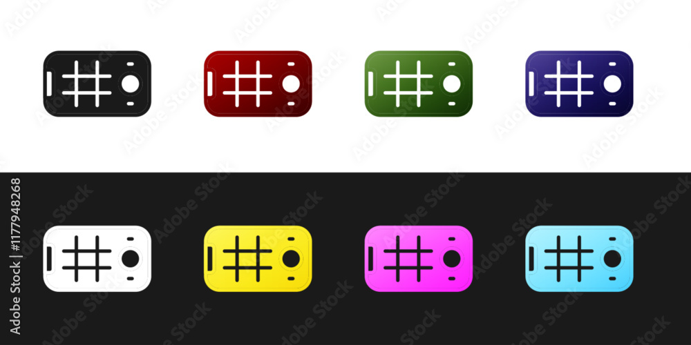 Set Selfie on mobile phone icon isolated on black and white background. Vector