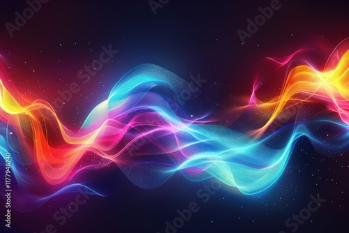 Wallpaper Mural Abstract wave of sound is illustrated through vibrant, pulsating ribbons of light creating a hypnotic atmosphere Torontodigital.ca