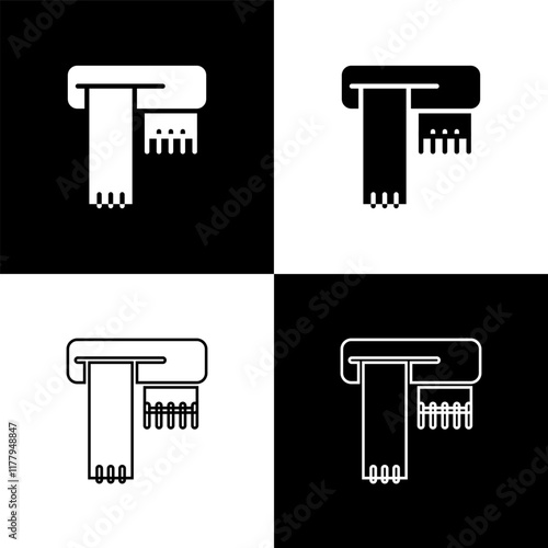 Set Winter scarf icon isolated on black and white background. Vector
