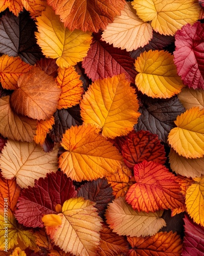 Wallpaper Mural Vibrant Autumn Leaves Background Autumnal Foliage Texture of Red Orange and Brown Leaves Torontodigital.ca