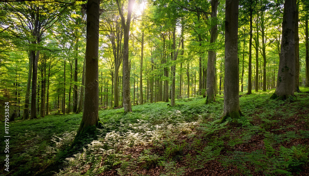 green hardwood forest in summer season green hardwood forest in summer season