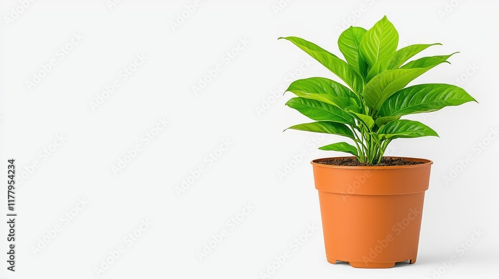 Fototapeta premium An indoor office plant, standing alone on a transparent backdrop.
