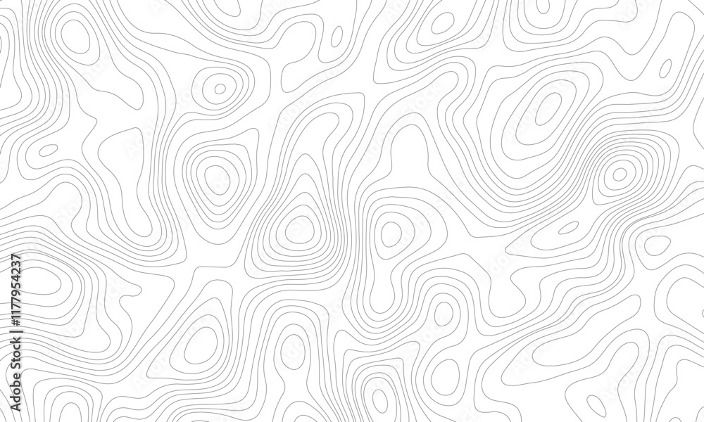Fototapeta premium Topographic map. Geographic mountain relief. Abstract lines background. Contour maps. Vector illustration, Modern design with White background with topographic wavy pattern.