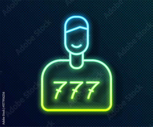 Glowing neon line Lucky player icon isolated on black background. Vector