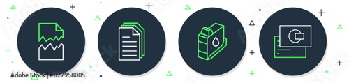 Set line File document, Printer ink cartridge, Torn and Business card icon. Vector
