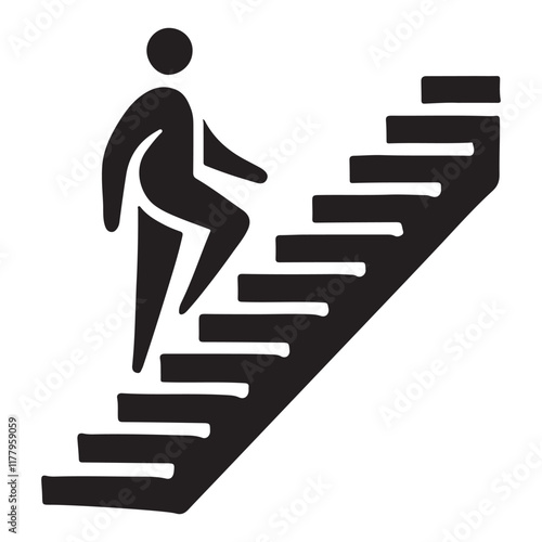 Person Climbing Staircase Silhouette Illustration