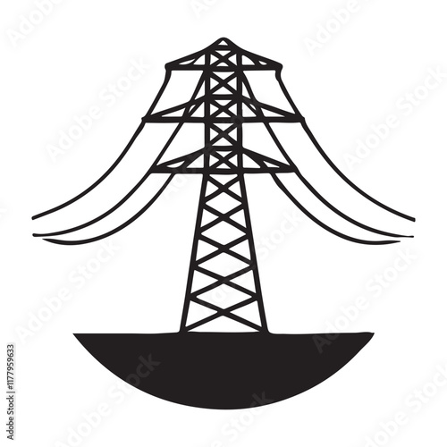 Silhouette Illustration of an Electricity Pylon