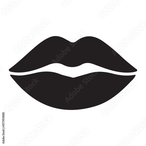 Silhouette Illustration of Closed Lips for Beauty and Fashion