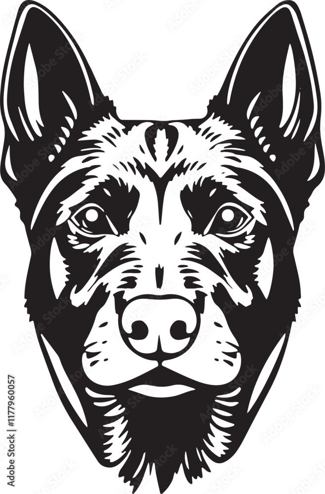 Vector monochrome illustration of a German Shepherd. Adobe Illustrator Artwork Vector monochrome illustration of a German Shepherd. Adobe Illustrator Artwork