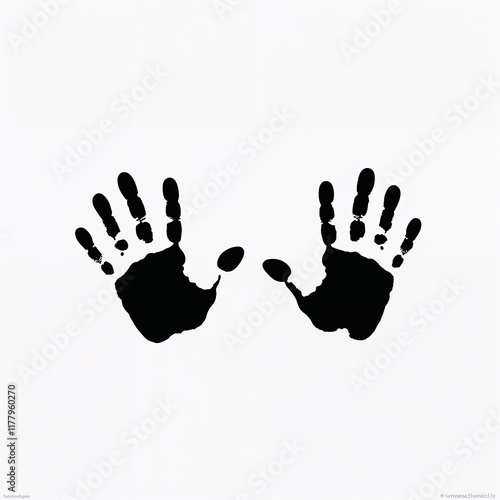 icon - two black handprints, arranged symmetrically, stylized with fingers spread, on a white background